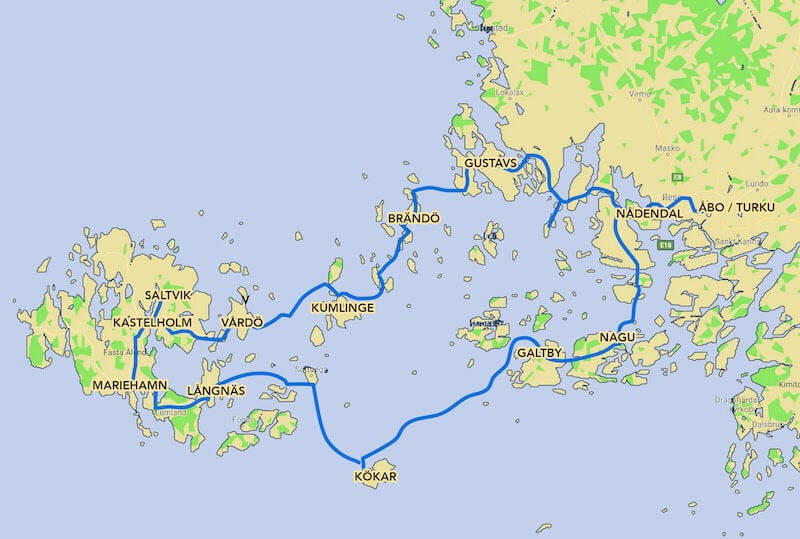 Cykelkarta en vecka Åbo - Åland