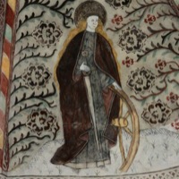 Wandgemälde der Heiligen Katharina in der Kirche Kumlinge