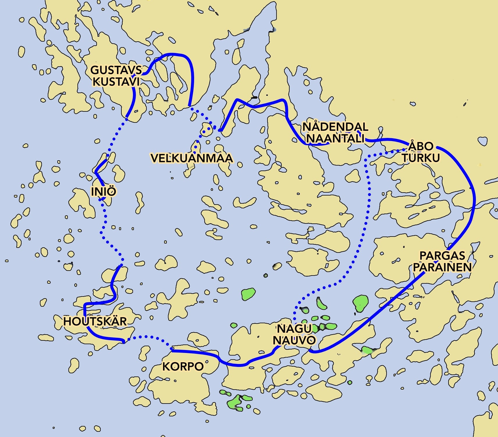 Bicycle tour map: Archipelago trail