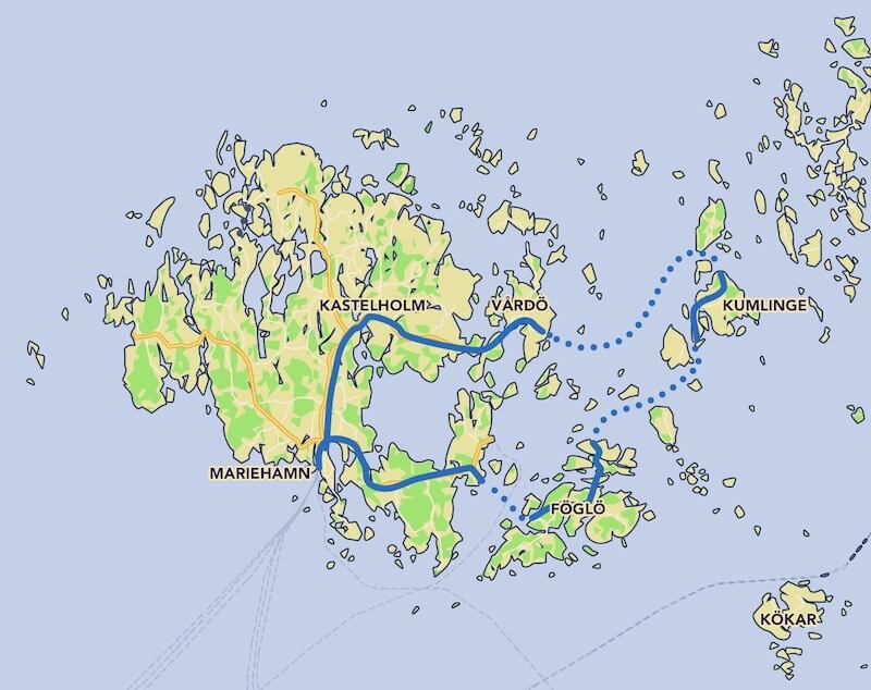 Bicycle tour map: Three days around Åland