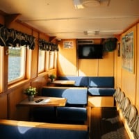 The lounge aboard Finnö, photo: Chris Alfthan / CATTB / EU Rural Development Fund co-funded